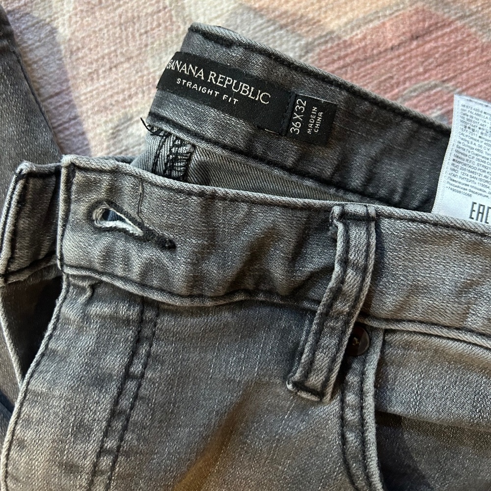 Banana Republic Men’s Straight Fit Grey/Black Jeans 36/32